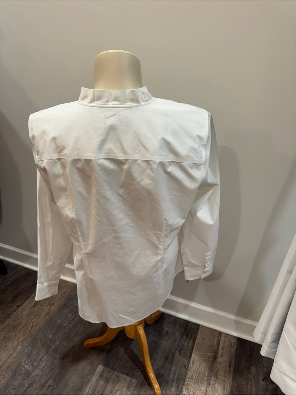 Talbots White Ruffle-Trim Button Front Blouse - Picture 2 of 5
